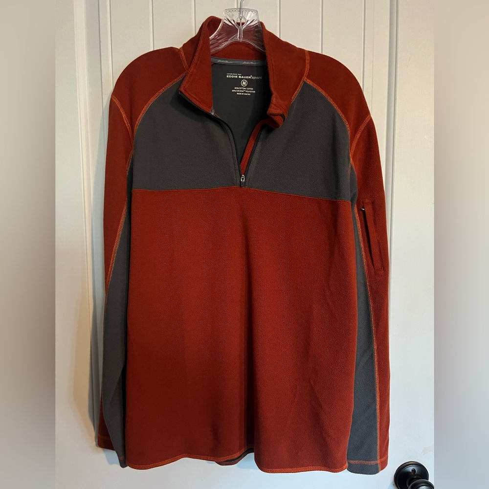 Lot of 2 Vintage Eddie Bauer Sport Mens Size M 1/4 Zip Pullover Sweatshirts